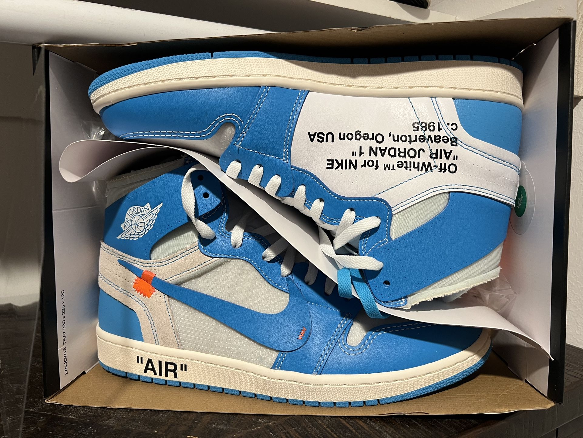 Air Jordan 1 UNC Off White Size 12 NEW