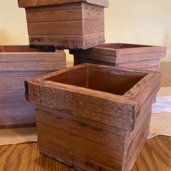 !Handmade! Wood Cube Planter Box ( Beatifuel Wood) 4 Pieces. “Different Measure “