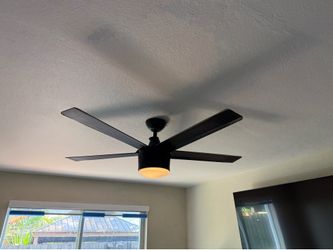 Modern Black Ceiling Fan with LED Light & Remote
