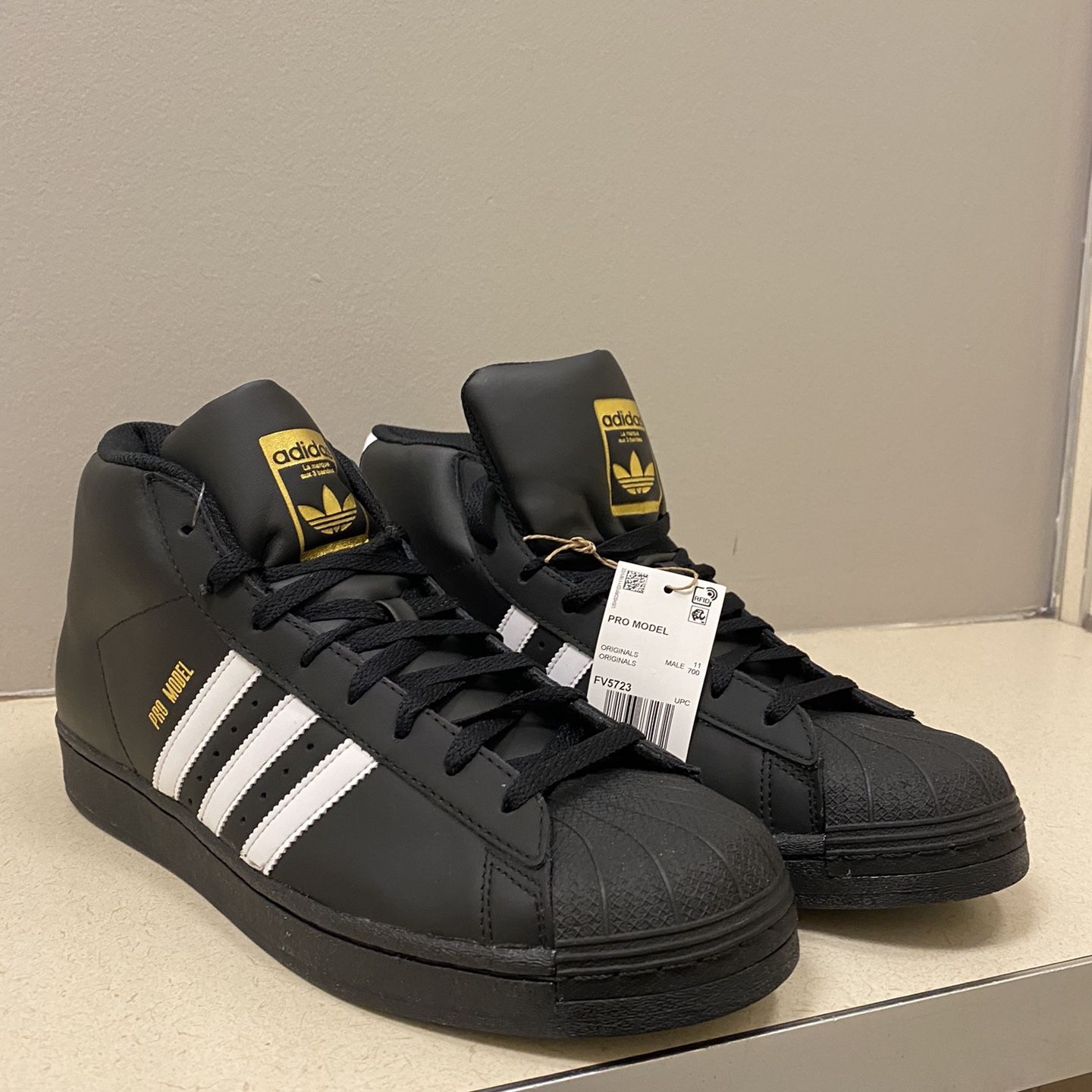 NEW Size 11.5 Adidas Originals Pro Model Black White Men