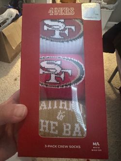 Brand New 49ers 3‑Pack Crew Socks (M/L)