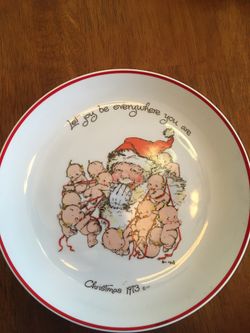 Santa and  Kewpie Plate 1973