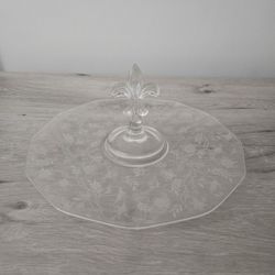 Vintage 1940s Clear Glass Fostoria Sandwich Tray
