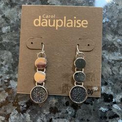 Carol Dauplaise Dangle Silver Toned Earrings 