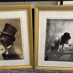 Whimsical Dog Pictures /Gold Frames