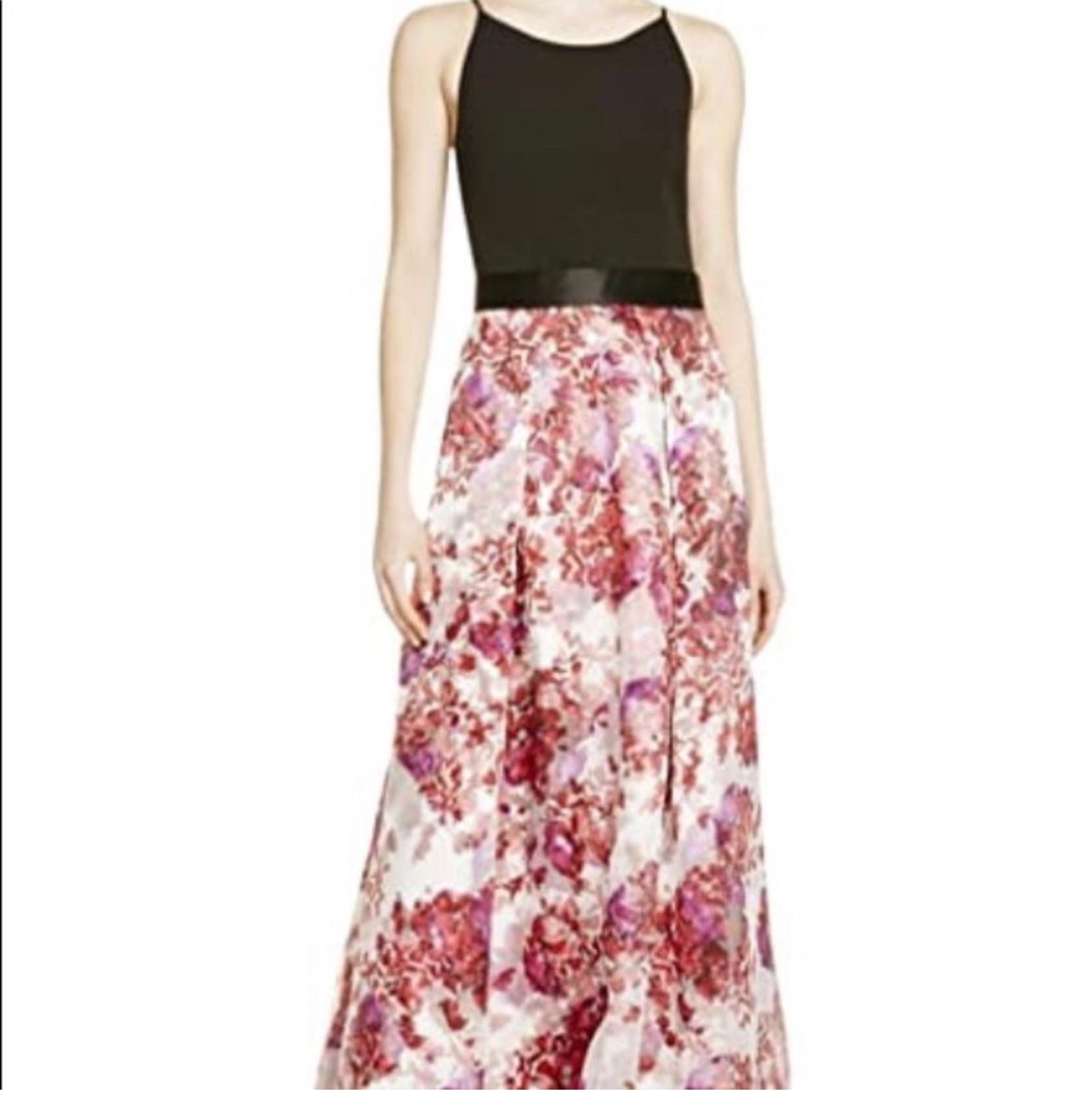 Aidan Mattox Womens Floral Print Formal size 0 WOW pink black stretch organza PICTURES DO NOT DO THIS DRESS JUSTICE! It has pockets!!! Worn once. N
