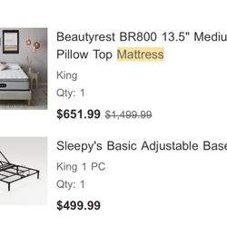 BeautyRest Adjustable Bed -King  with frame 