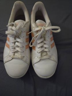 Adidas womens white leather sneakers