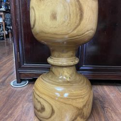 Large Hand-Turned Studio Craft Natural Burlwood Vessel or Flower Stand