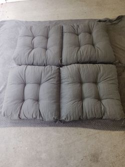 2 light gray tufted Seat & Back Chair Cushions.