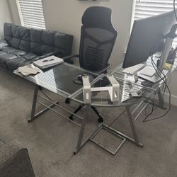 Glass Office Desk $75