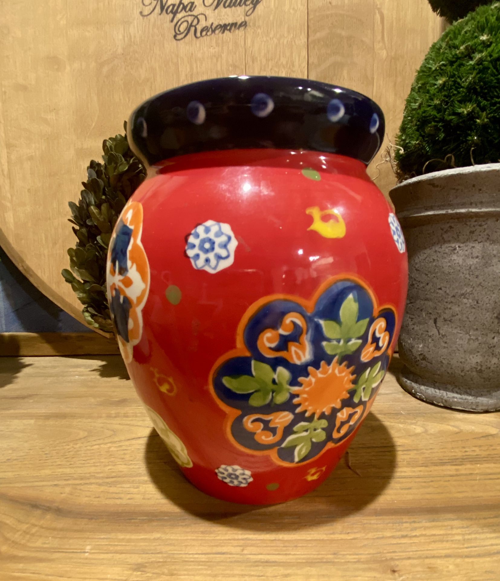 Dutch Wax By Coastline Imports Hand Painted Vase/Planter