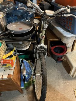 Lots Of Items For Sale. 3 Bikes, Chair, Plates, Wall ArtGarage sale