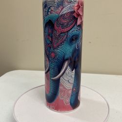 20oz Elephant & Flower Tumbler, NEW (item T-215)