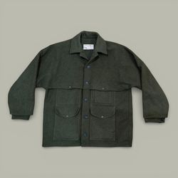 Vintage Filson Forest Green Double Mackinaw Wool Cruiser, Size 44 (XL),MSRP $600