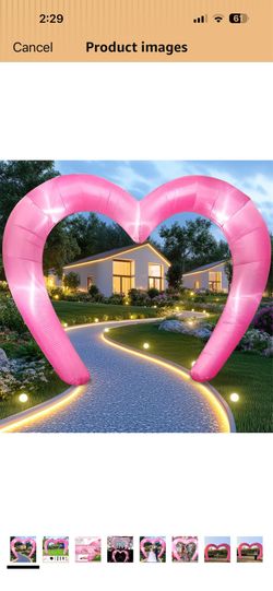 Shappy 9 ft Wedding Inflatables Outdoor Decorations Heart Blow up Inflatable Archway with Build in LEDs for Indoor Outdoor Lawn Yard Garden pink