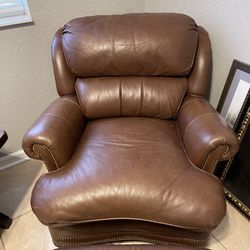 Brown Leather Chair With Ottoman Hancock Moore 