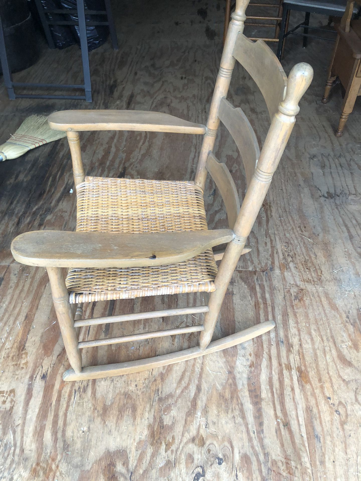 Vintage Whicker Bottom Rocking Chair