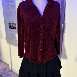 Dark Red Button Up Blouse