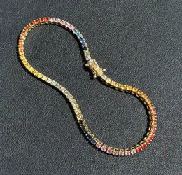 Jewelry 14k solid Yellow Gold tennis rainbow garnet citrine sapphire ruby clear jade 2.10CTW 7.00” 5.70 grams 2.30mm