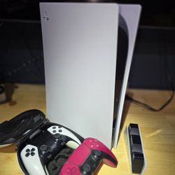 PS5 Disc Edition Bundle - MINT - DualSense Edge + Red Controller + Charging Station