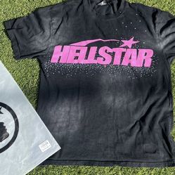 Pink and black hellstar shirt