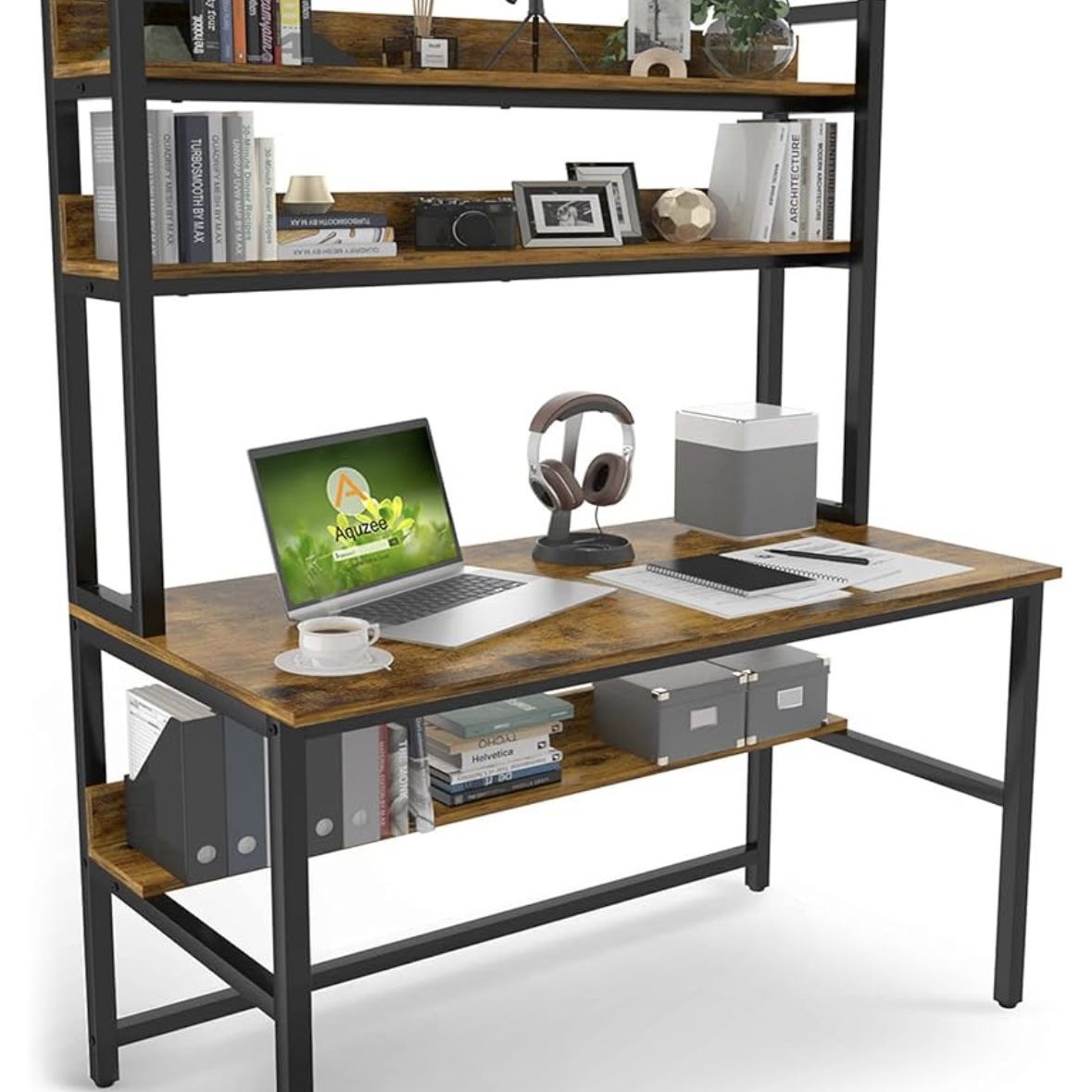 Office/Study Desk with Hutch & Bookshelf, Home Office Desk