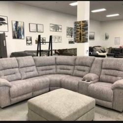 ‼️ Super Sale💥 Family Dan Light Color 3 Piece Power Reclining Sectional🤩 Brand New💯