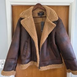 Men's brown pilot vegan suede sharp up XL jacket