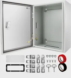 TOCRETOARE IP66 Waterproof Lockable Steel Enclosure Box White Wall Mount 20x16x8