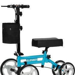 ELENKER Adjustable Steerable Knee Scooter for Foot Injuries Ankles Surgery Medical Knee Walker Crutches Alternative Blu

