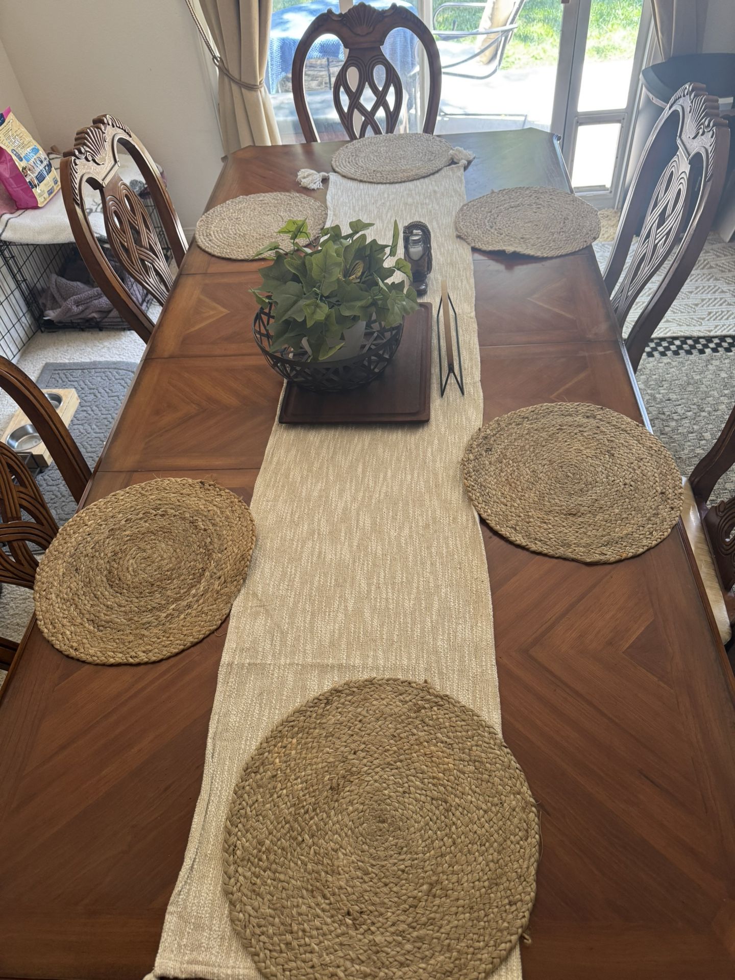 Brown Wood dining table with chairs