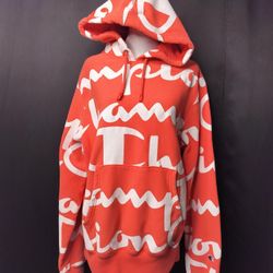 Mens Peach Champion Hooded Sweatshirt (Size M)