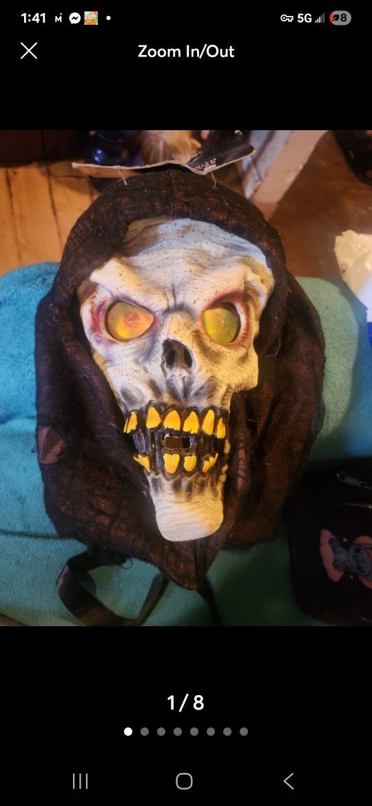 BRAND NWT..HALLOWEEN HOODED MASK WITH HOLOGRAPHIC EYES (ADULT-SIZE ONE)