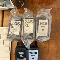 3 New Canon 245 XL Black Toners + 2 used