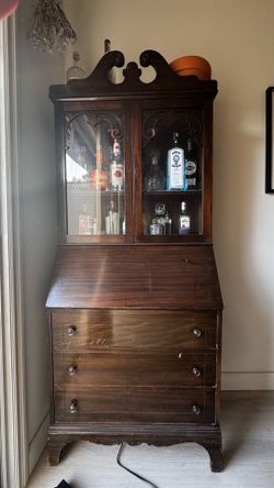 Antique Solid wood hutch cabinet dresser desk, table storage