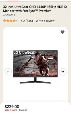 LG UltraGear 32" QHD 165Hz Gaming Monitor