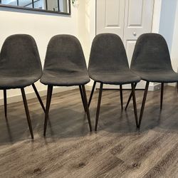 Set of 4 Upholstered Dining Chairs – Gray