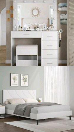 Vanity y estructura de cama tamaño full