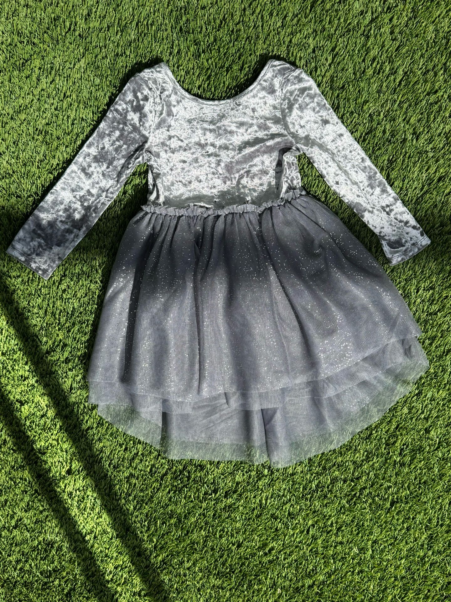 Size 2T Metallic Silver Gray Toddler Party Dress