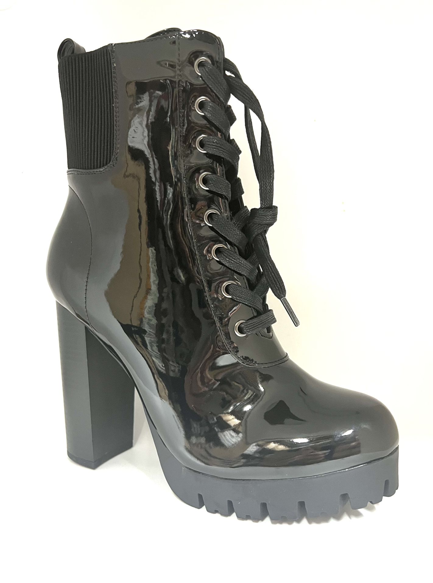 Black Shiny Bootie New In Box Sizes 6-7.5-8