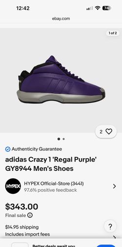 adidas Crazy 1 'Regal Purple' GY8944 Men's Shoes