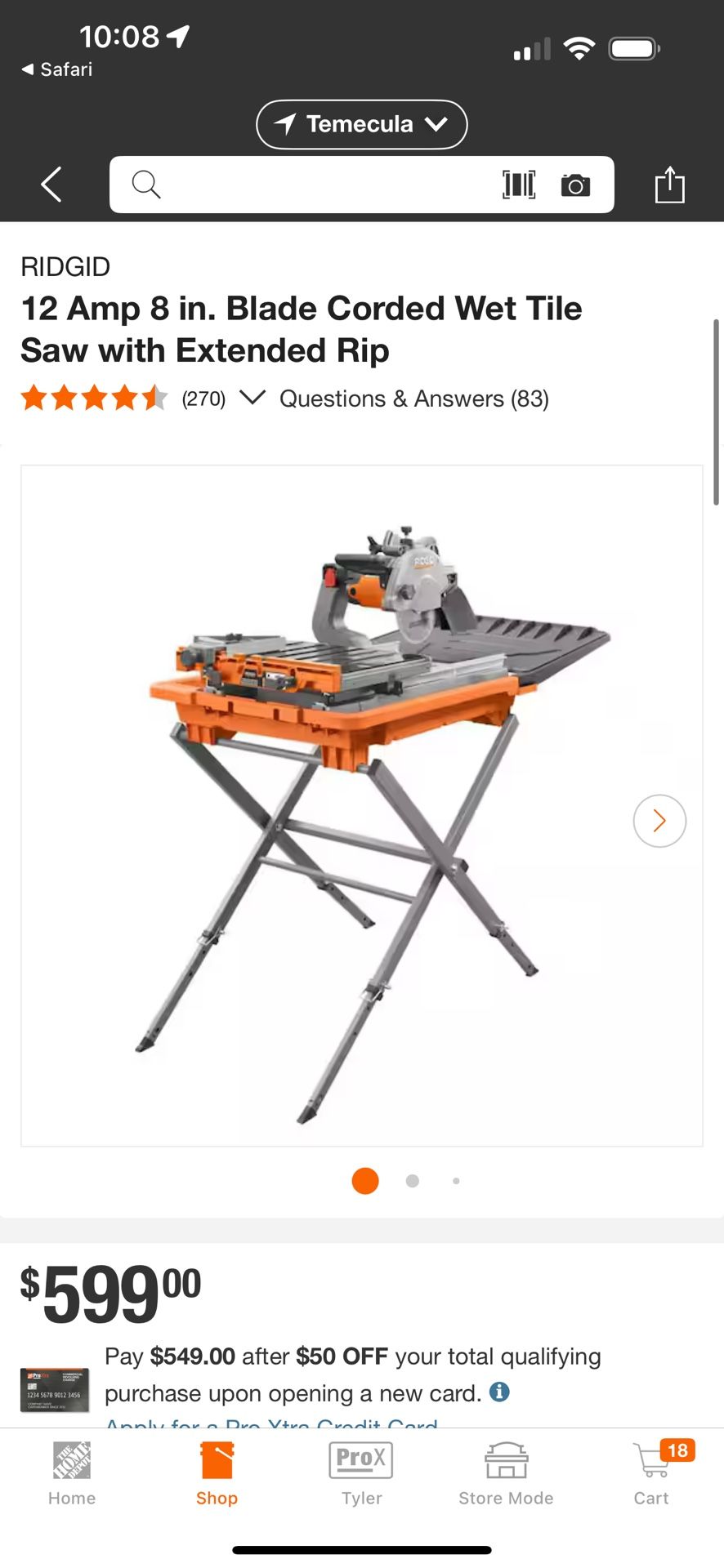Rigid Wet Tile Saw