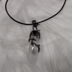 Clear Quartz Pendant With Flower And Moon