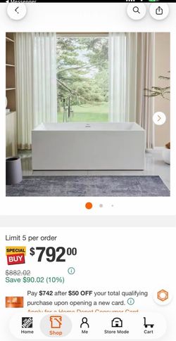 White Freestanding Rectangular Soaking Bathtub