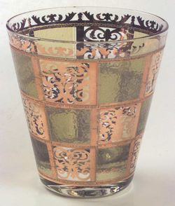 Culver Prado Green 22k Gold Lowball Rocks Whiskey Glasses Mid Century Barware 