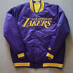 Los Angeles Lakers Starter 'Reversible' Satin Full-Snap Varsity Jacket Purple/Yellow 