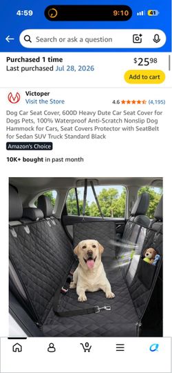 Back car seat dog cover