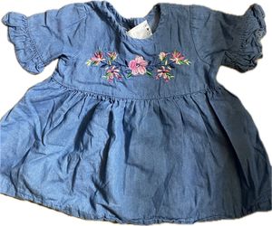 Girls 12 month denim embroidered dress
