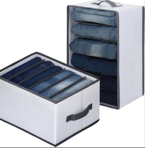 SOLARVALLEY 2Pcs Cloth Organizers And Storage,Jeans Organizer For Closet, Clothes Organizer For Folded Clothes,PP Plate PVC Nylon Foldable Wardrobe Cl